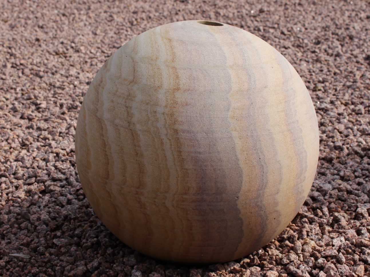 Sandsteinkugel mit Bohrung, Ø ca. 30 cm