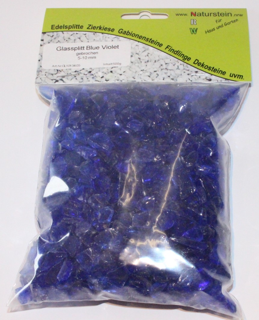 "Glassplitt Blue Violet" 5-10mm im 500g Beutel