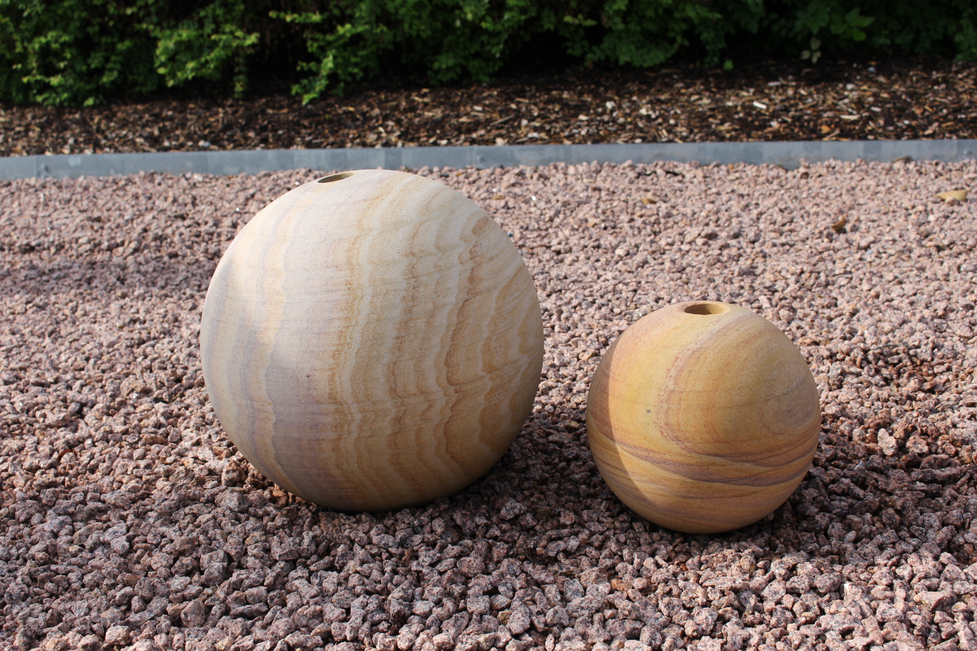 Sandsteinkugel mit Bohrung, Ø ca. 20 cm